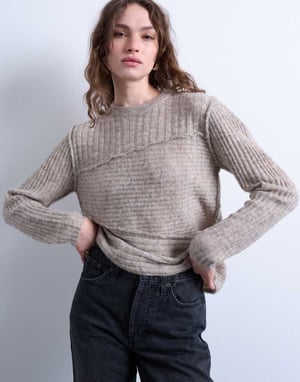 Topshop stickad co-ord asymmetrisk topp i havre