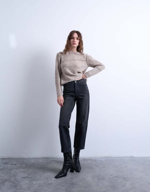 Topshop stickad co-ord asymmetrisk topp i havre