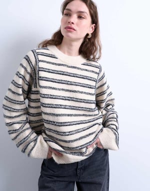 Topshop stickad tröja med framseamrand i mono