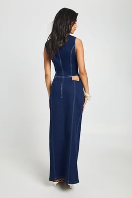 Stretch Maxi Denim Skirt