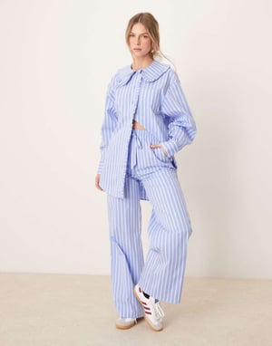 Glamorous straight leg trousers co-ord in blue stripe