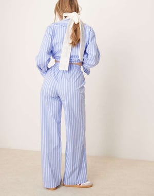 Glamorous straight leg trousers co-ord in blue stripe