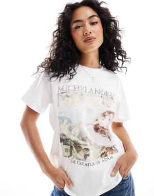 ASOS DESIGN regular fit slubbig t-shirt med Michelangelo grafik