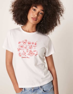 Abercrombie & Fitch kortärmad t-shirt med tryck i vitt