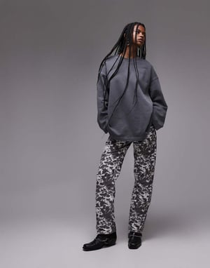 Topshop lågmidjade raka byxor i ponnytryck