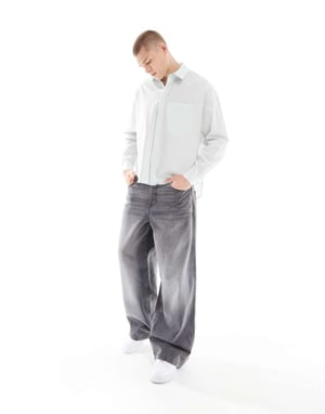 ASOS DESIGN oversized poplin-skjorta i ljusblått