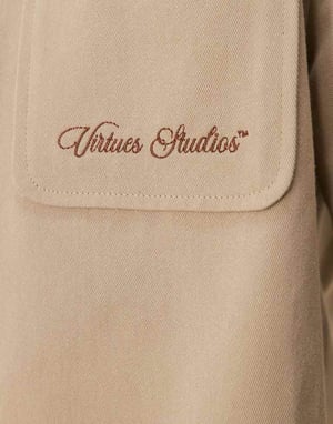 ASOS DESIGN oversized skjorta med broderi i beige