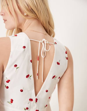 Abercrombie & Fitch plunge neck sleeveless top in cherry print