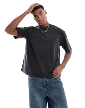 Hollister kort boxy t-shirt med sömdetaljer i syra svart