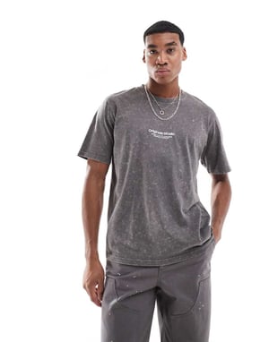 Jack & Jones oversized originals bröstlogotryck t-shirt i tvättad grå