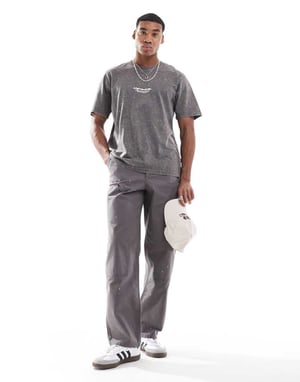 Jack & Jones oversized originals bröstlogotryck t-shirt i tvättad grå