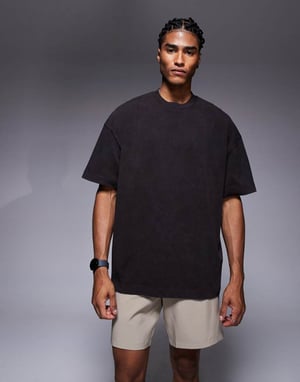 4505 Icon tungviktig bomulls oversized t-shirt med snabbtorkande finish i tvättad brun