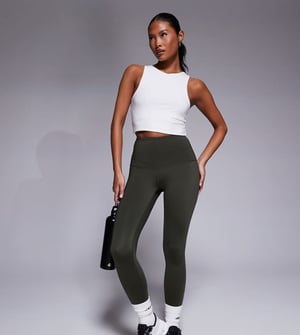 4505 Petite Icon active bum sculpt high waist gym legging with inner pocket in dark green