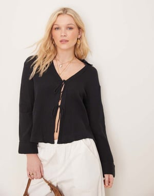 Abercrombie & Fitch relaxed textured shirt in black