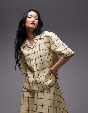 Topshop resort shirt in yellow windowpane check