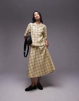 Topshop resort shirt in yellow windowpane check