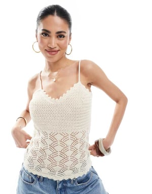 Vero Moda crochet cami top co-ord in cream