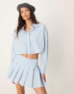 ASOS DESIGN ultimat koordinerad skjorta i blå och vit rand