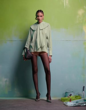 ASOS DESIGN oversized krageblus med nackband detalj i salviagrön
