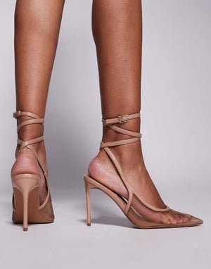 ASOS DESIGN Poetry nätdetalj slingback högskor i beige