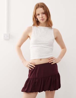 Reclaimed Vintage lace slash neck top with tie back in white