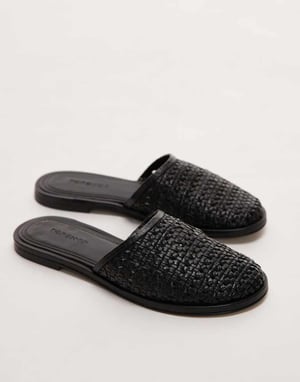 Topshop Bobby leather woven clog in black