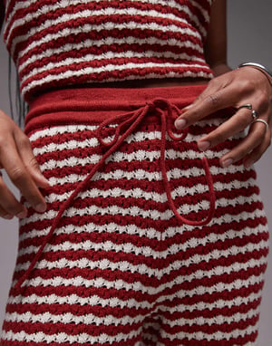 Topshop stickad randig byxdress i rost