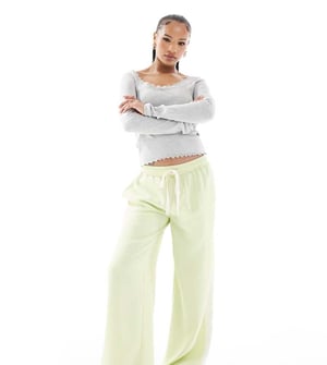 ASOS DESIGN Petite byxor med kontrastpanel i lime