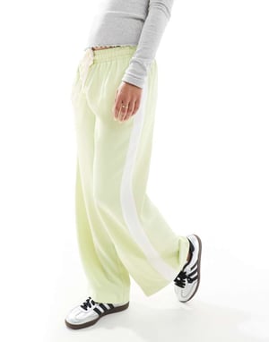 ASOS DESIGN Petite byxor med kontrastpanel i lime