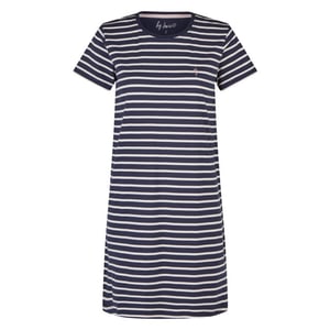 By Louise Dames lang nachthemd korte mouw donkerblauw/wit gestreept