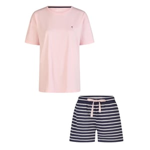 By Louise Dames korte pyjama set shortama roze/donkerblauw