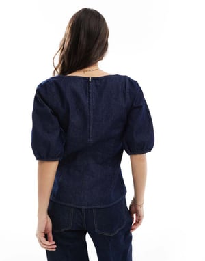 ASOS DESIGN topp med smal midja och sömmar i denim