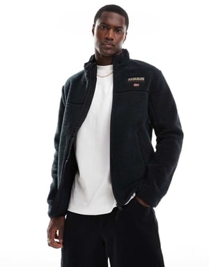 Napapijri Tynik logo full zip fleece jacket in black