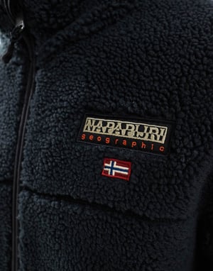 Napapijri Tynik logo full zip fleece jacket in black