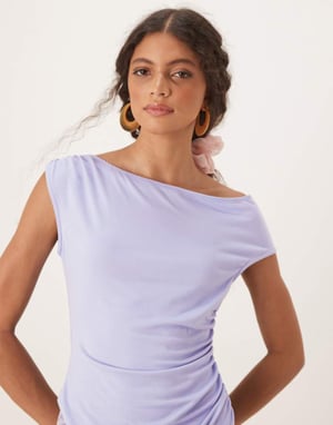 ASOS DESIGN korsett rynkad midja off shoulder topp i babyblått