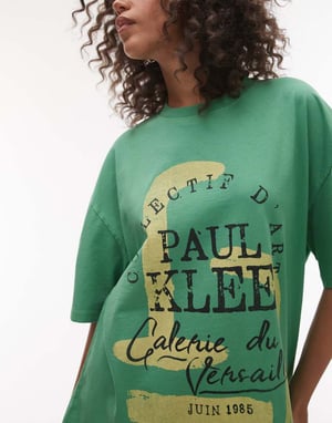 Topshop grafisk licens Paul Klee oversized t-shirt i grön