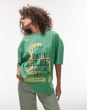 Topshop grafisk licens Paul Klee oversized t-shirt i grön