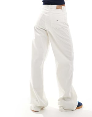 Tommy Jeans Claire high rise cord trousers in off white