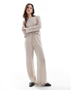 ONLY tie front loose trousers co-ord in beige