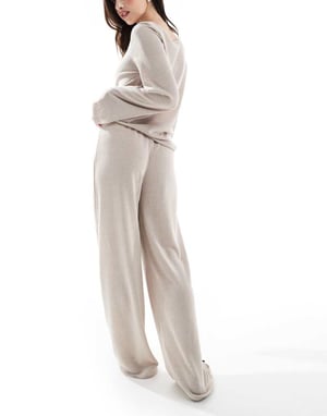ONLY tie front loose trousers co-ord in beige