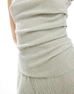 ASOS DESIGN co-ord textured ruched cap sleeve top in grey
