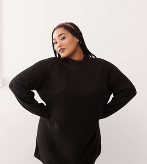 Noisy May Curve high neck knitted jumper dress in black