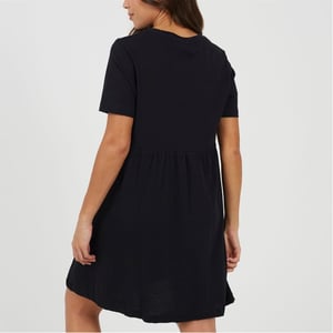 Women's Brave Soul Crew Neck Short Sleeve Mini Babydoll Dress in Black
