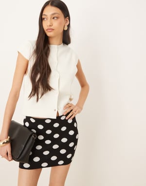 ASOS DESIGN knitted structured cap sleeve cardigan in cream