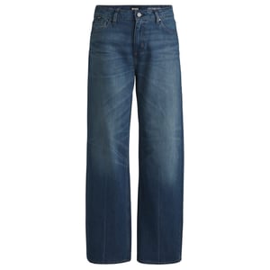 Women's Boss Wide Leg Boyfriend Jeans in Dark Blue
