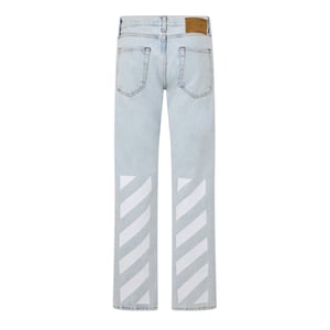 Men's Off White Slim Fit Jeans in Light Blue