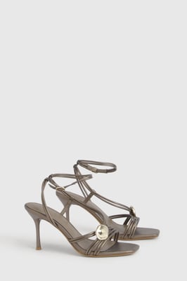 High Stiletto Strappy Hardware Detail Heels