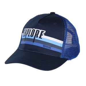 Accessories Regatta Tuyler Logo Text Graphic Flat Bill Trucker Cap in Navy/ImpBlue