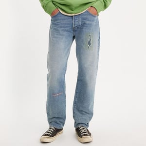 Men's Levis Distressed Mid Rise Straight Leg Jeans in Banshee Scream