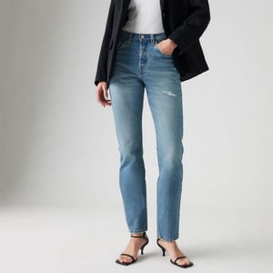 Women's Levis 501 Straight Leg Five Pocket Jeans in Historical Blue